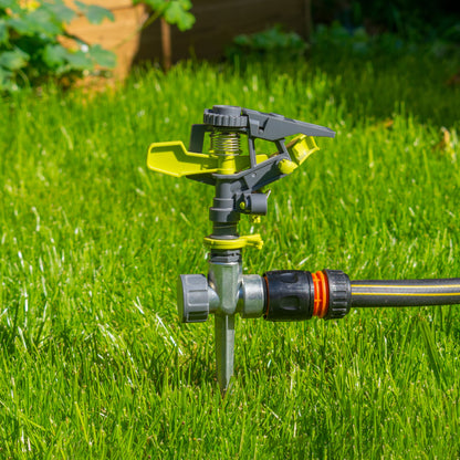 Lime Line Pulsating Lawn Sprinkler on Metal Spike