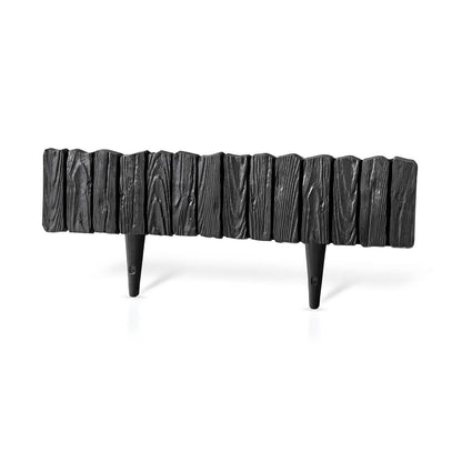 Lawn Edging, 2.32 Metres Plastic Palisade Wood Effect (Black)