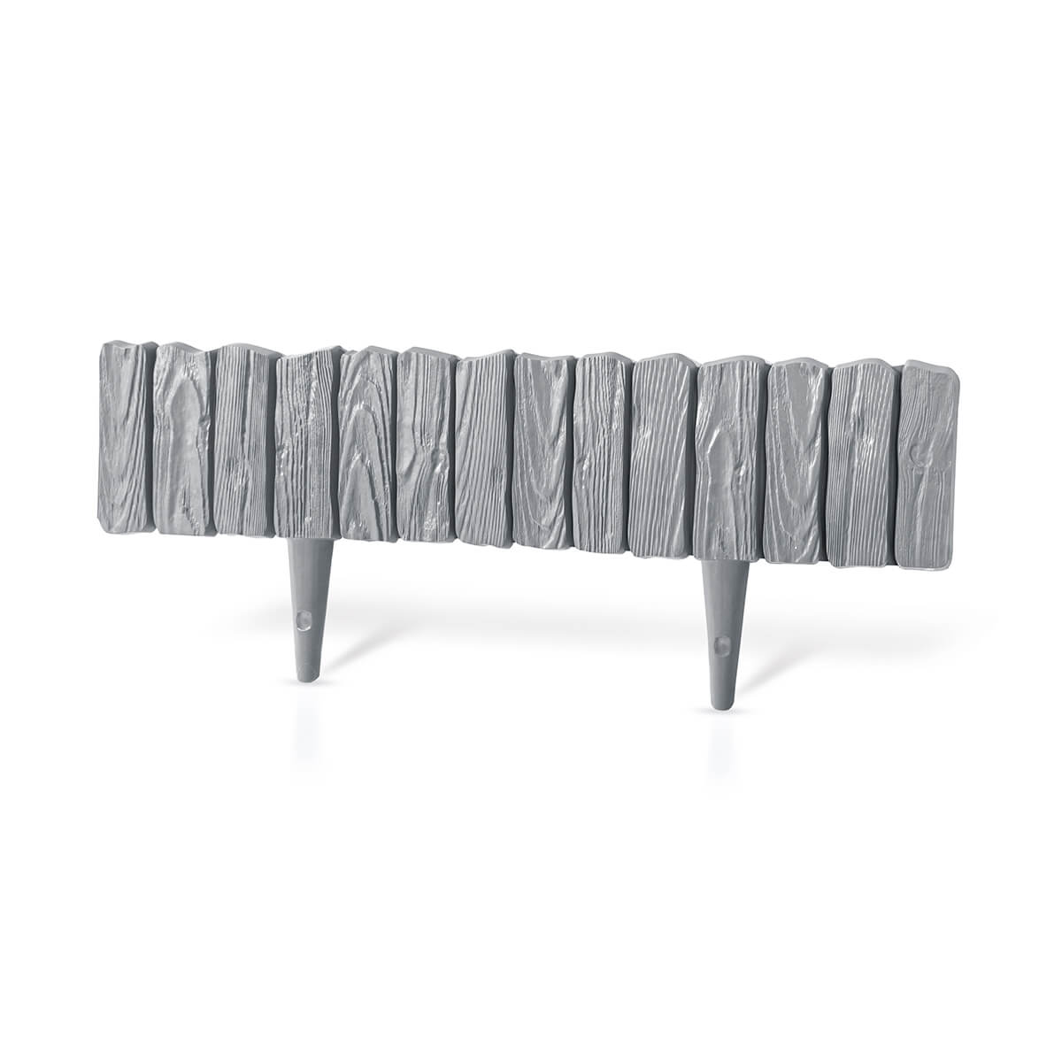 Lawn Edging, 2.32 Metres Plastic Palisade Wood Effect (Grey)