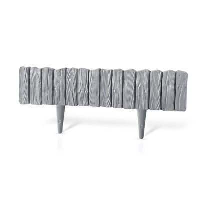 Lawn Edging, 2.32 Metres Plastic Palisade Wood Effect (Grey)
