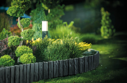 Lawn Edging, 2.32 Metres Plastic Palisade Wood Effect (Black)