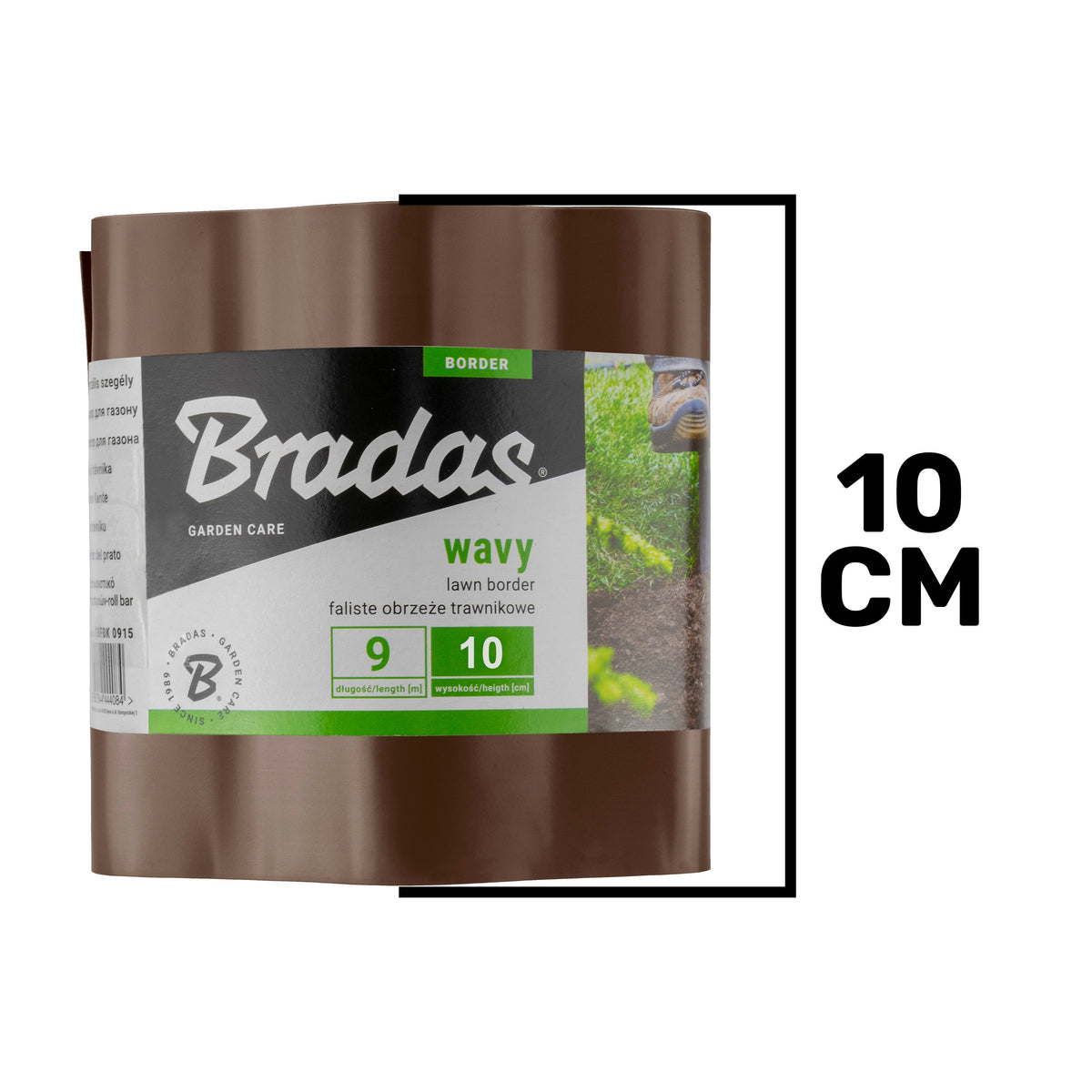 Bradas Wavy Lawn Edging – 9m x 10cm, Brown