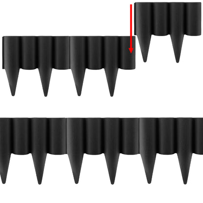 Lawn Edging, 2.5 Metres Box Plastic Palisade Wood Effect (Black)