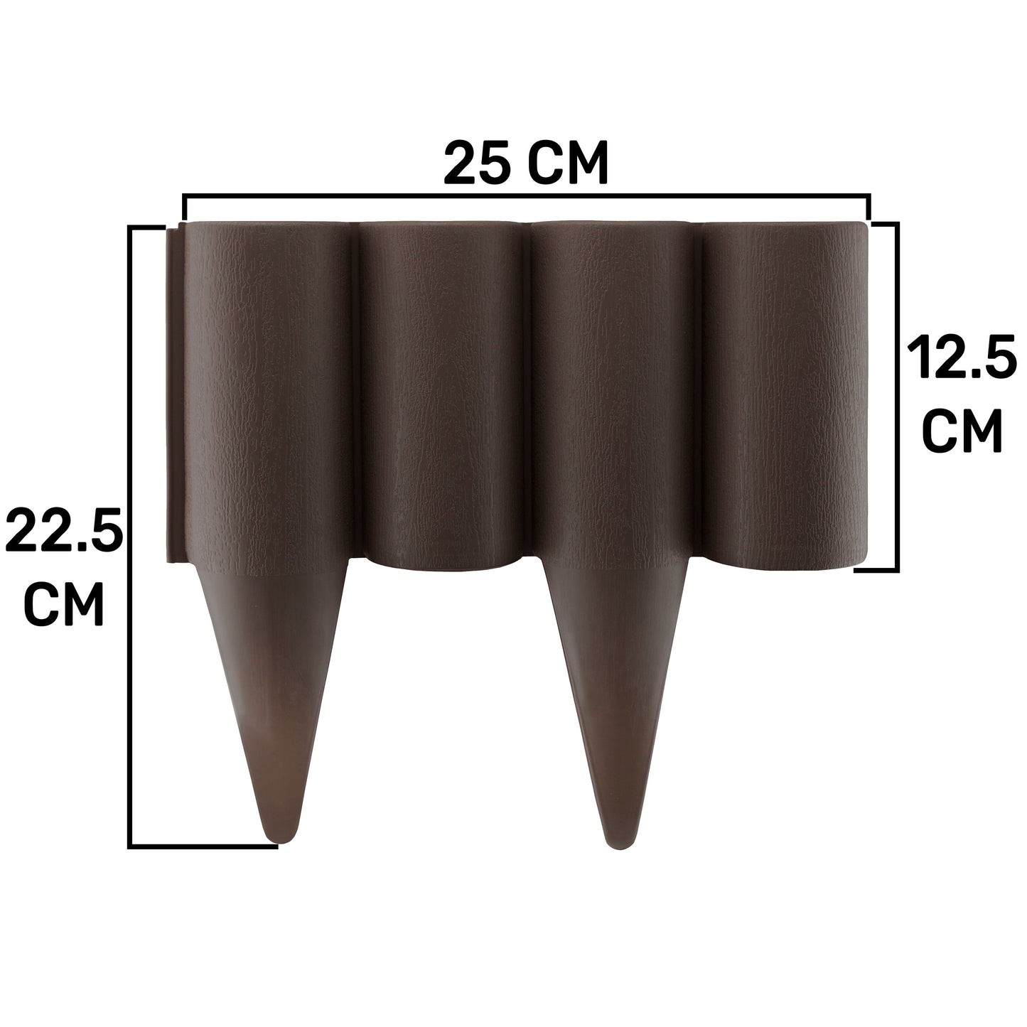 Lawn Edging, 2.5 Metres Box Plastic Palisade Wood Effect (Brown)
