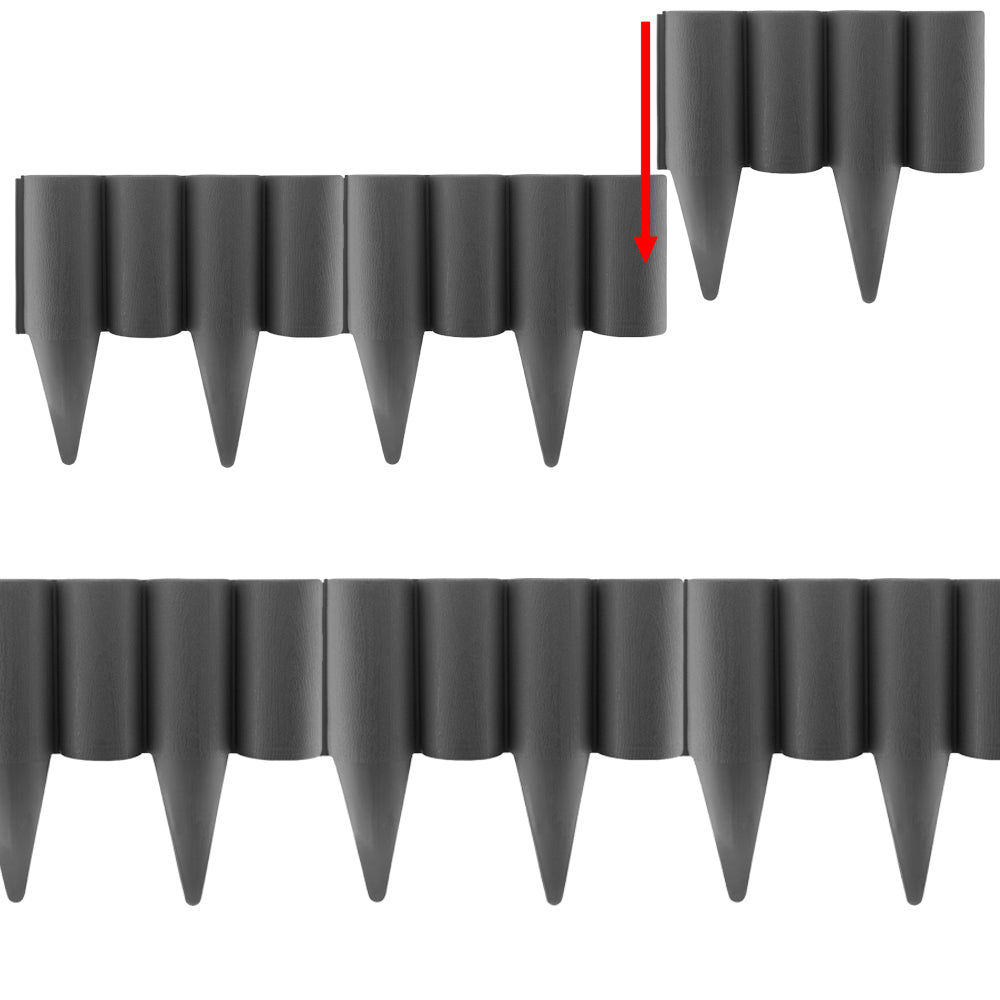 Lawn Edging, 2.5 Metres Box Plastic Palisade Wood Effect (Gray)
