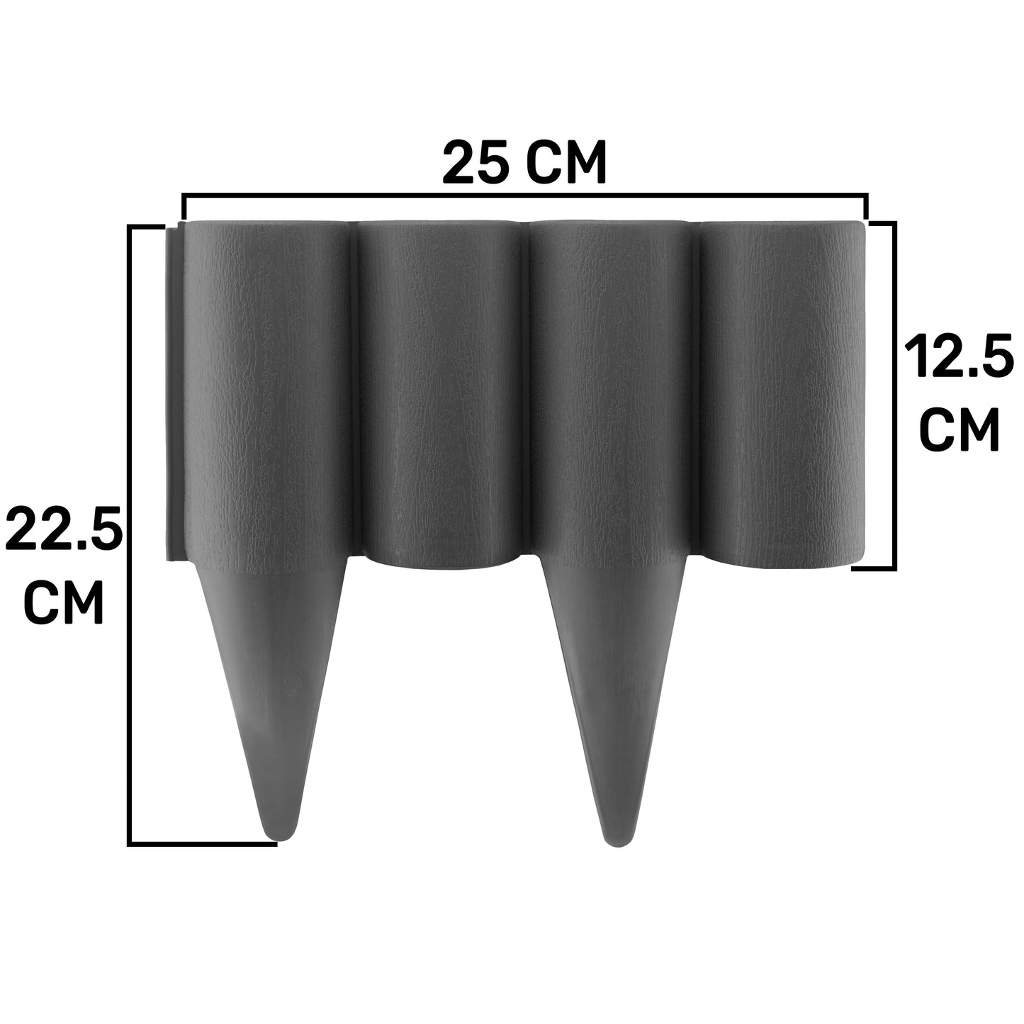 Lawn Edging, 2.5 Metres Box Plastic Palisade Wood Effect (Gray)