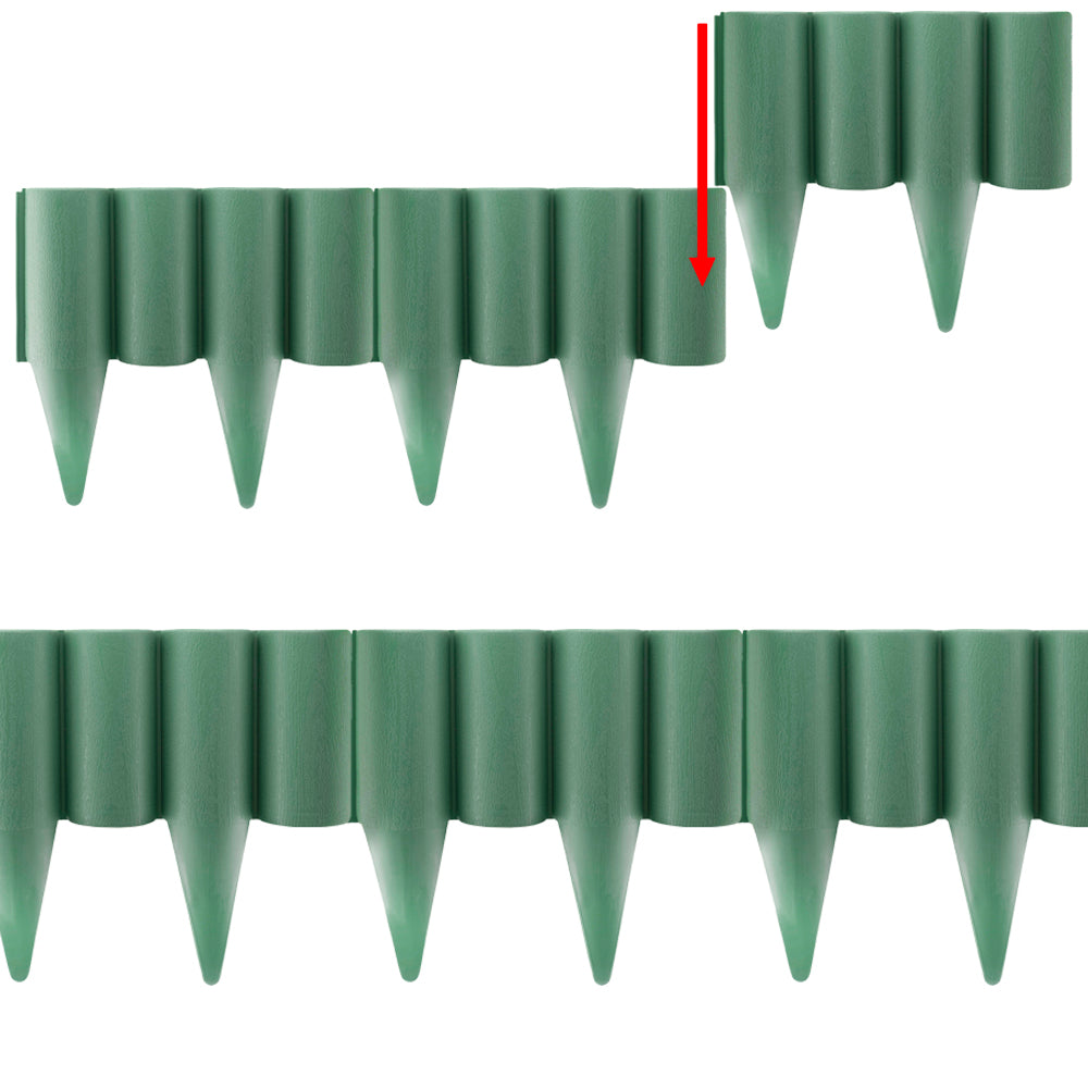 Lawn Edging, 2.5 Metres Box Plastic Palisade Wood Effect (Green)