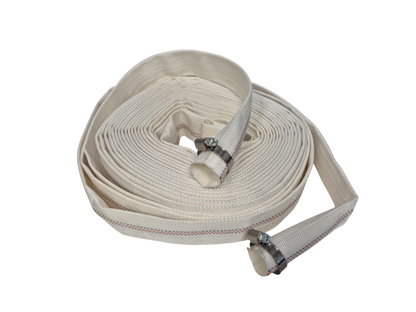 White Lined Layflat Hose Kit with Two Clips – Size Options