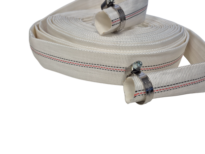 White Lined Layflat Hose Kit with Two Clips – Size Options