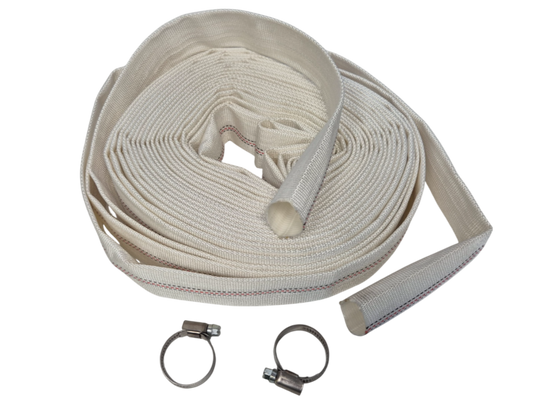White Lined Layflat Hose Kit with Two Clips – Size Options