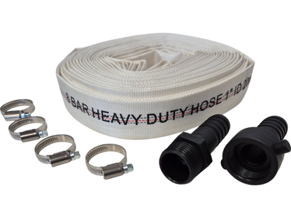 White Lined Layflat Hose Kit – Male & Female Straight Fittings