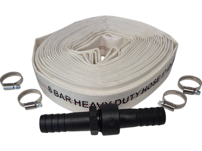 White Lined Layflat Hose Kit – Male & Female Straight Fittings