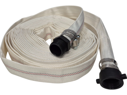 White Lined Layflat Hose Kit – Male & Female Straight Fittings