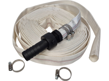 White Lined Layflat Hose Kit – Male & Female Straight Fittings
