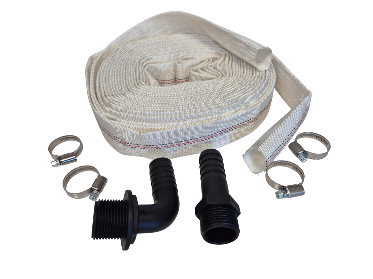 White Lined Layflat Hose Kit – Male Straight & Elbow