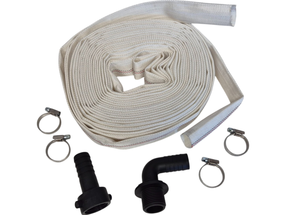 White Lined Layflat Hose Kit – Female Straight & Male Elbow