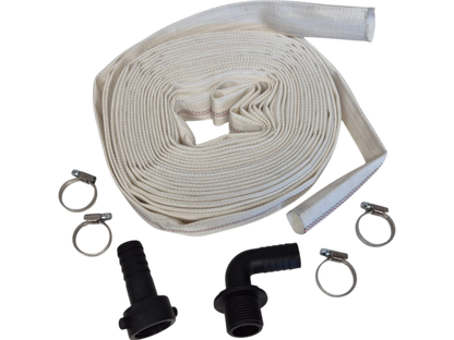 White Lined Layflat Hose Kit – Female Straight & Male Elbow