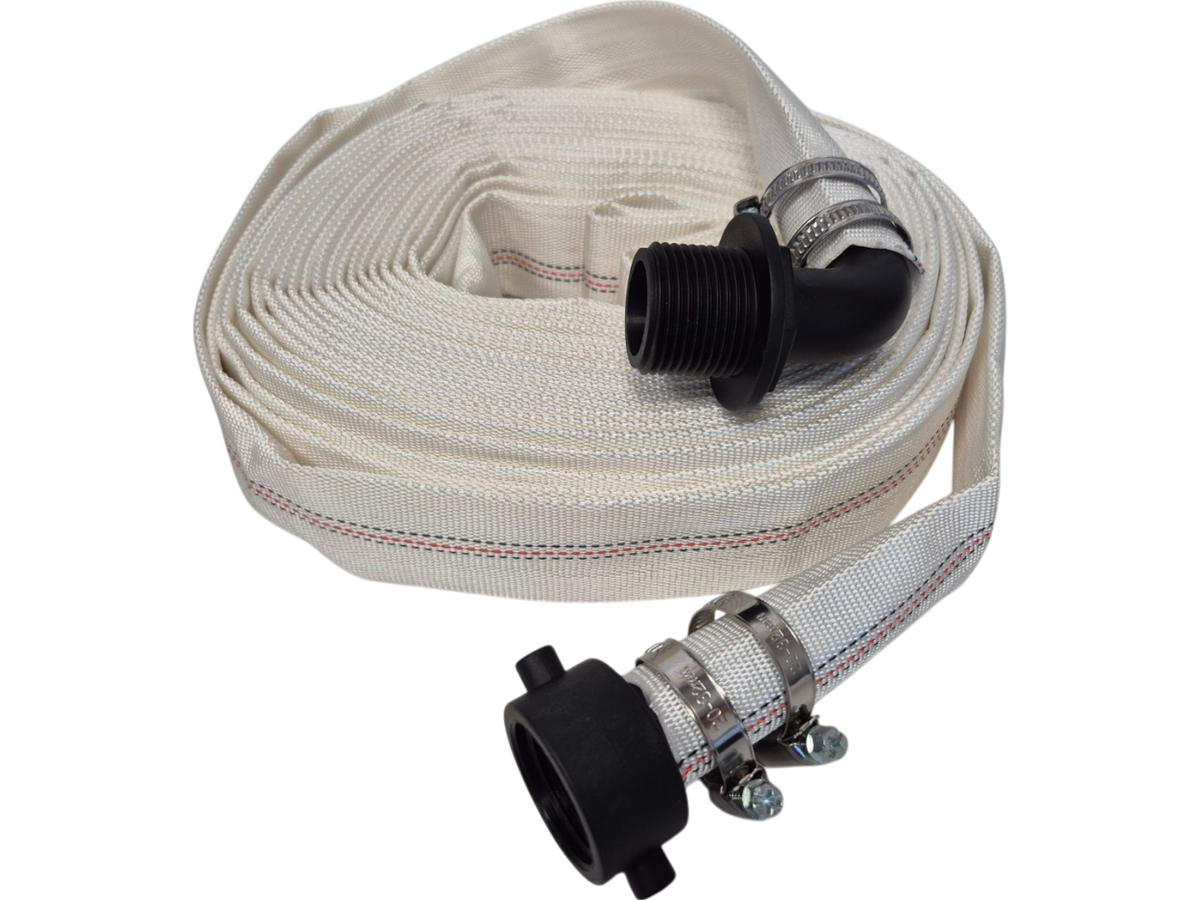 White Lined Layflat Hose Kit – Female Straight & Male Elbow