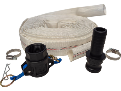 White Lined Layflat Hose Kit – Camlock Type D + E