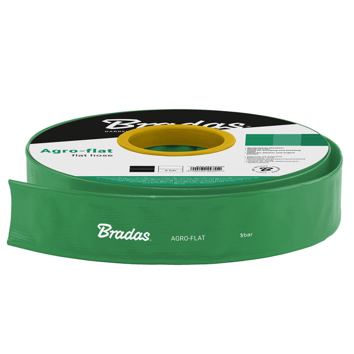 Green PVC Layflat Discharge Hose – 1″, 50m, Pack Options