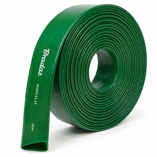 Green PVC Layflat Discharge Hose – 1¼″, 50m, Pack Options