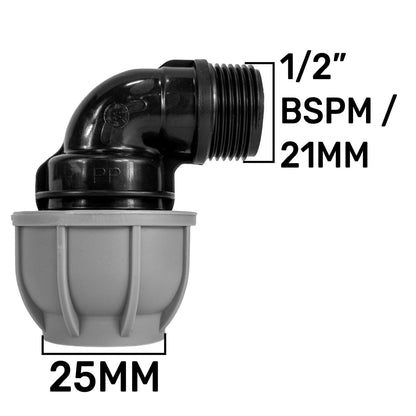 20mm MDPE Wall Kit – Lever Valve & 25mm MDPE Elbow
