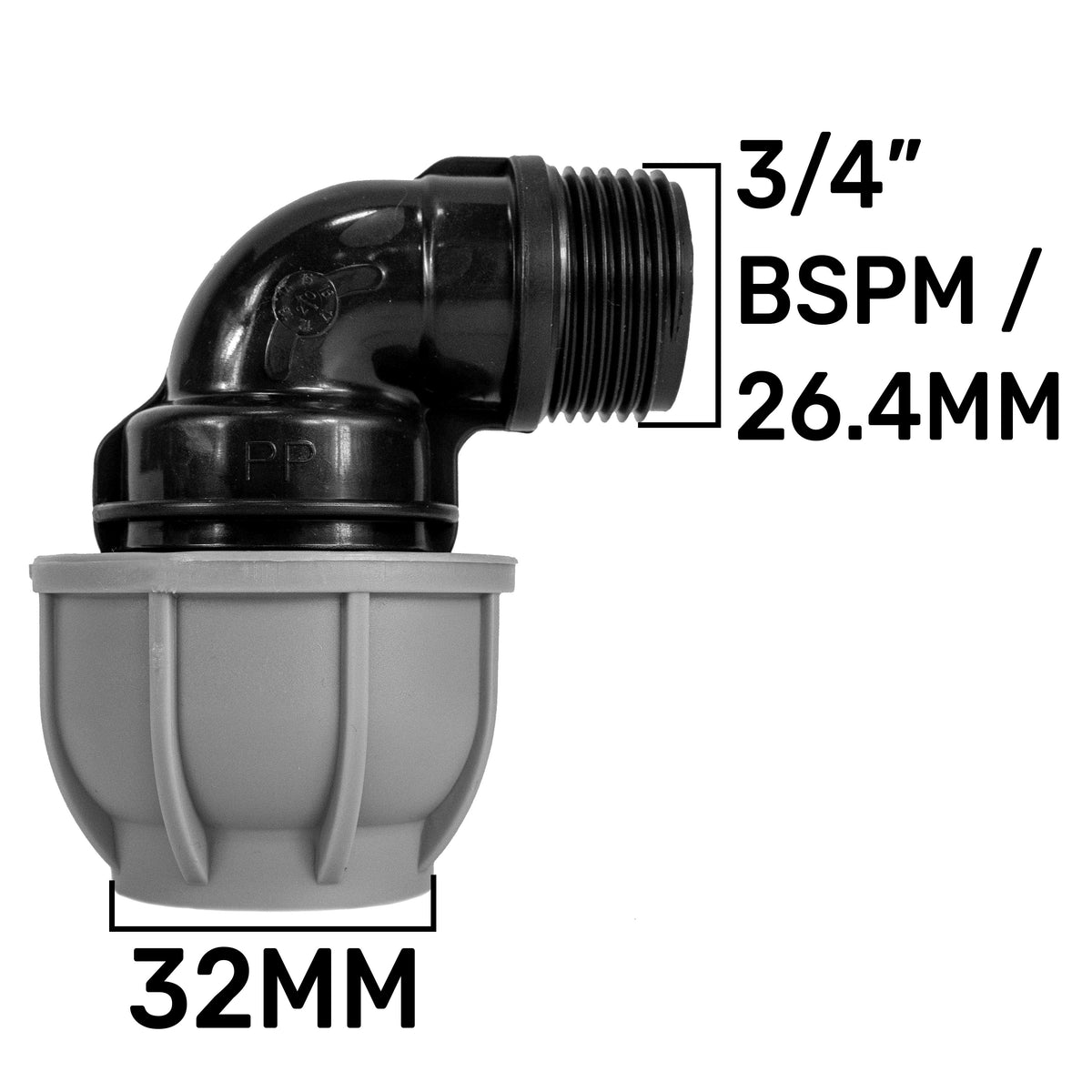 25mm MDPE Wall Kit – Lever Valve & 32mm MDPE Elbow