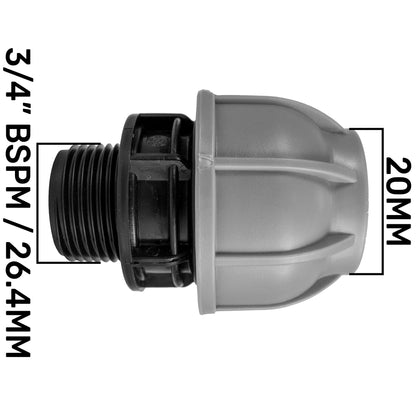 20mm MDPE Connector & Valve – 16mm Irrigation Barb
