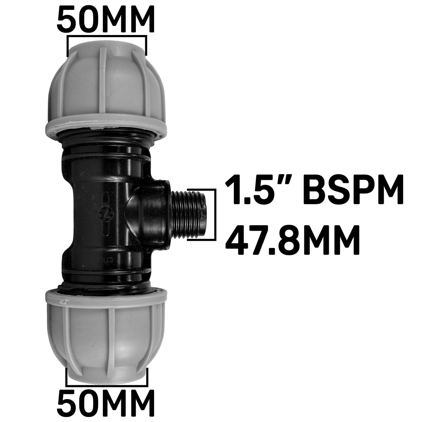 50mm MDPE Pipe Tee Compression Fittings