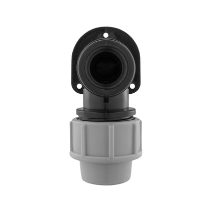 25mm MDPE Wall Flange with Brass Garden Tap 3/4" Barb