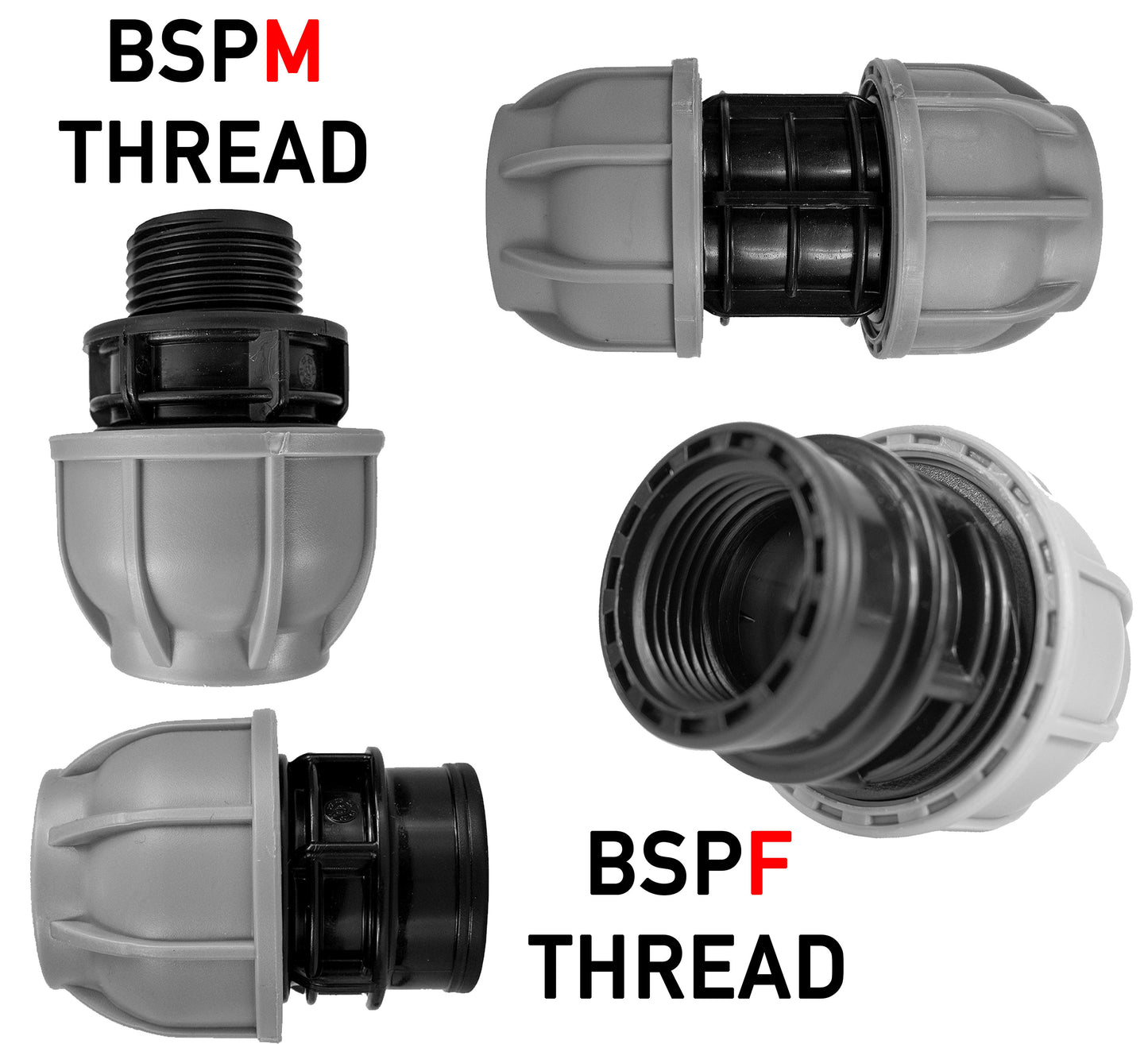 50mm MDPE Pipe Straight Compression Fittings