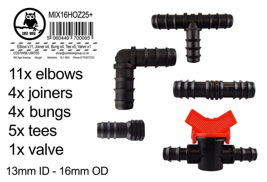 Mixed 1/2" Barb Irrigation Pipe Connectors
