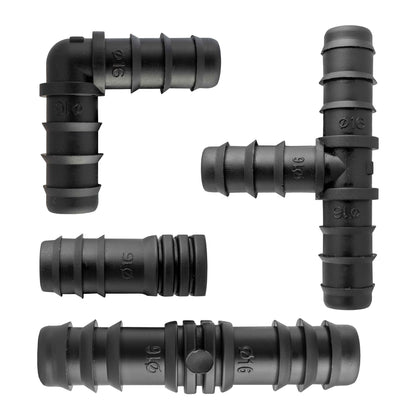 Pack of 20 Mixed 1/2" Barb Irrigation Pipe Connectors