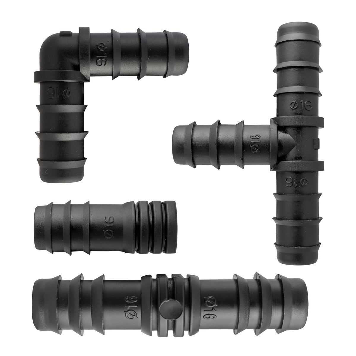 Irrigation Fittings Set for 16mm Pipe – 15 Barbed Connectors