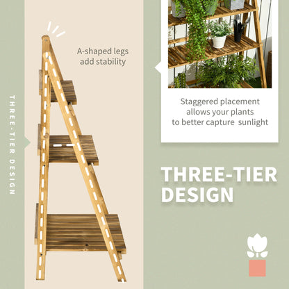 Wooden Folding Flower Pot Stand 3 Tier Garden Planter (80L x 37W x 93H cm)