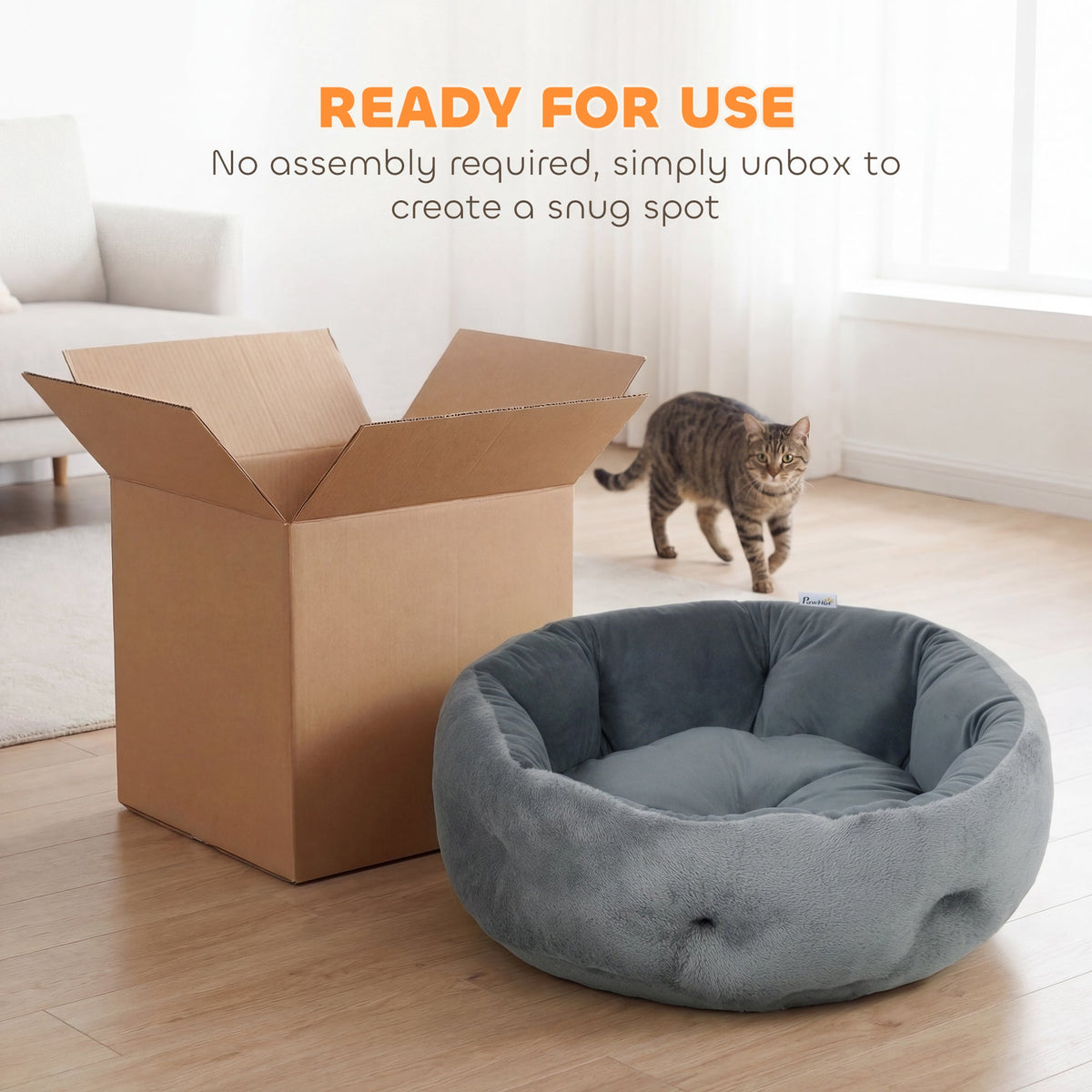 PawHut Round Pet Bed for Dog and Cats, Dark Grey