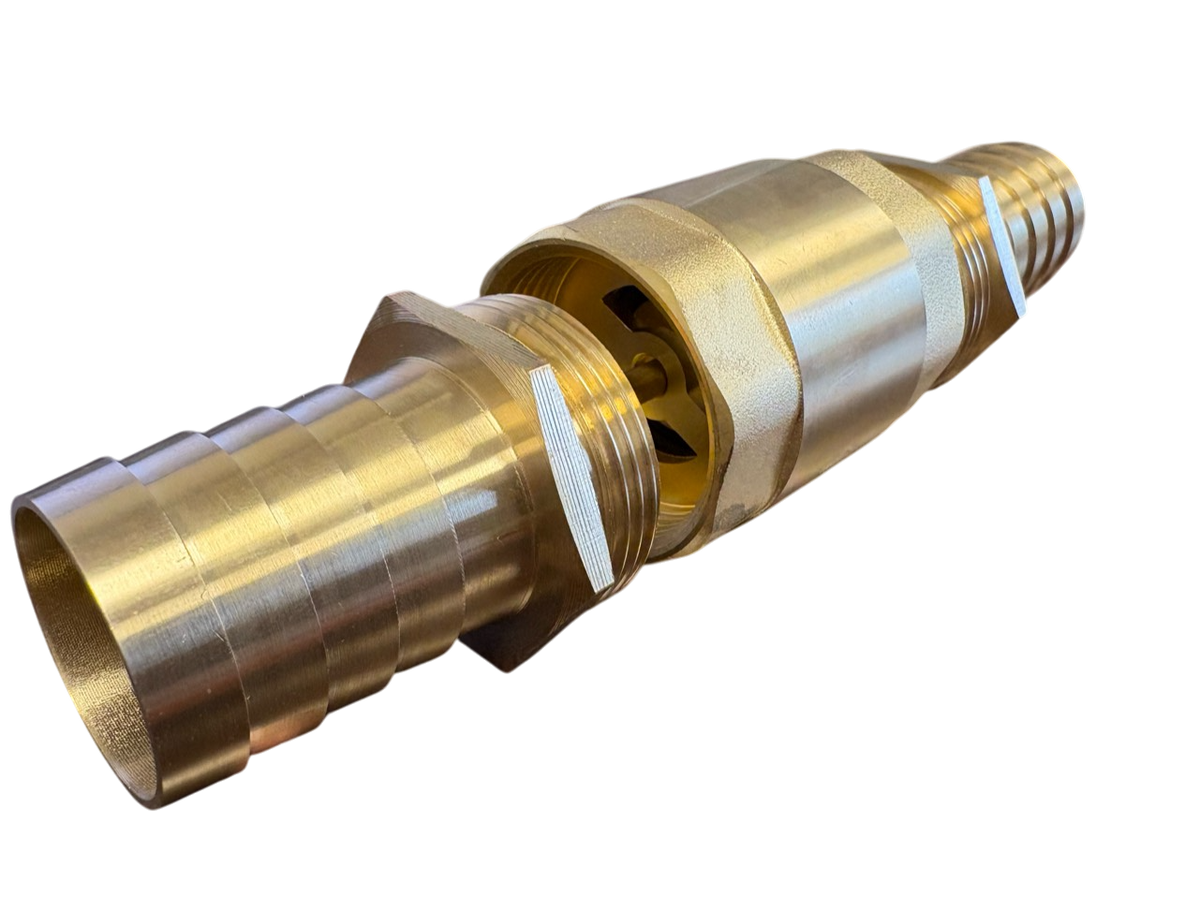 Brass Spring Check Valve Kit – Two Hose Tails, 13–50mm