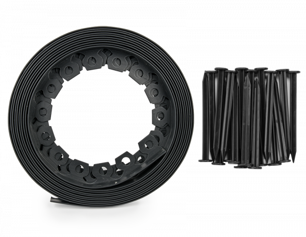 Lawn Border Set, 10 Metres Easy Border 60mm with Pegs (Black)