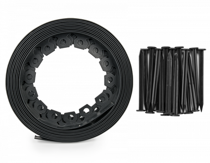 Lawn Border Set, 10 Metres Easy Border 60mm with Pegs (Black)