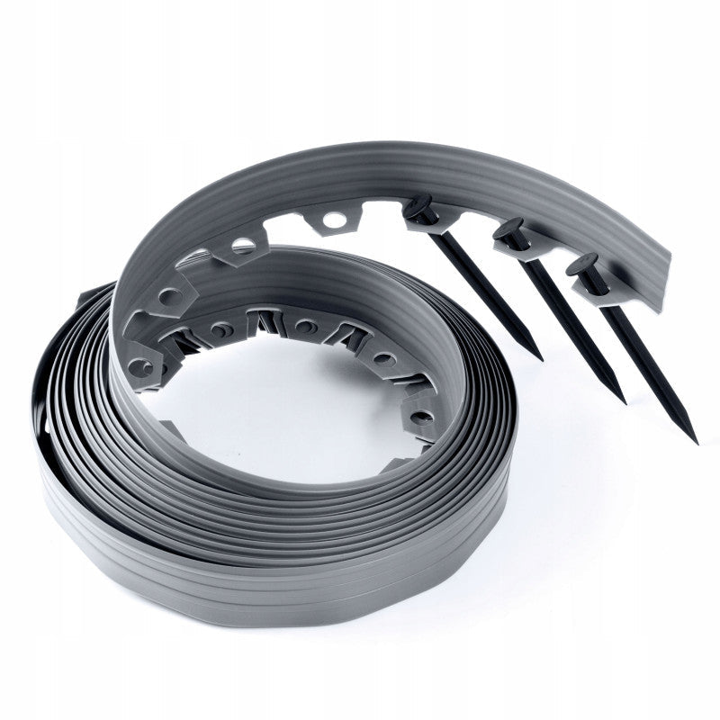 Lawn Border Set, 10 Metres Easy Border 60mm with Pegs (Grey)