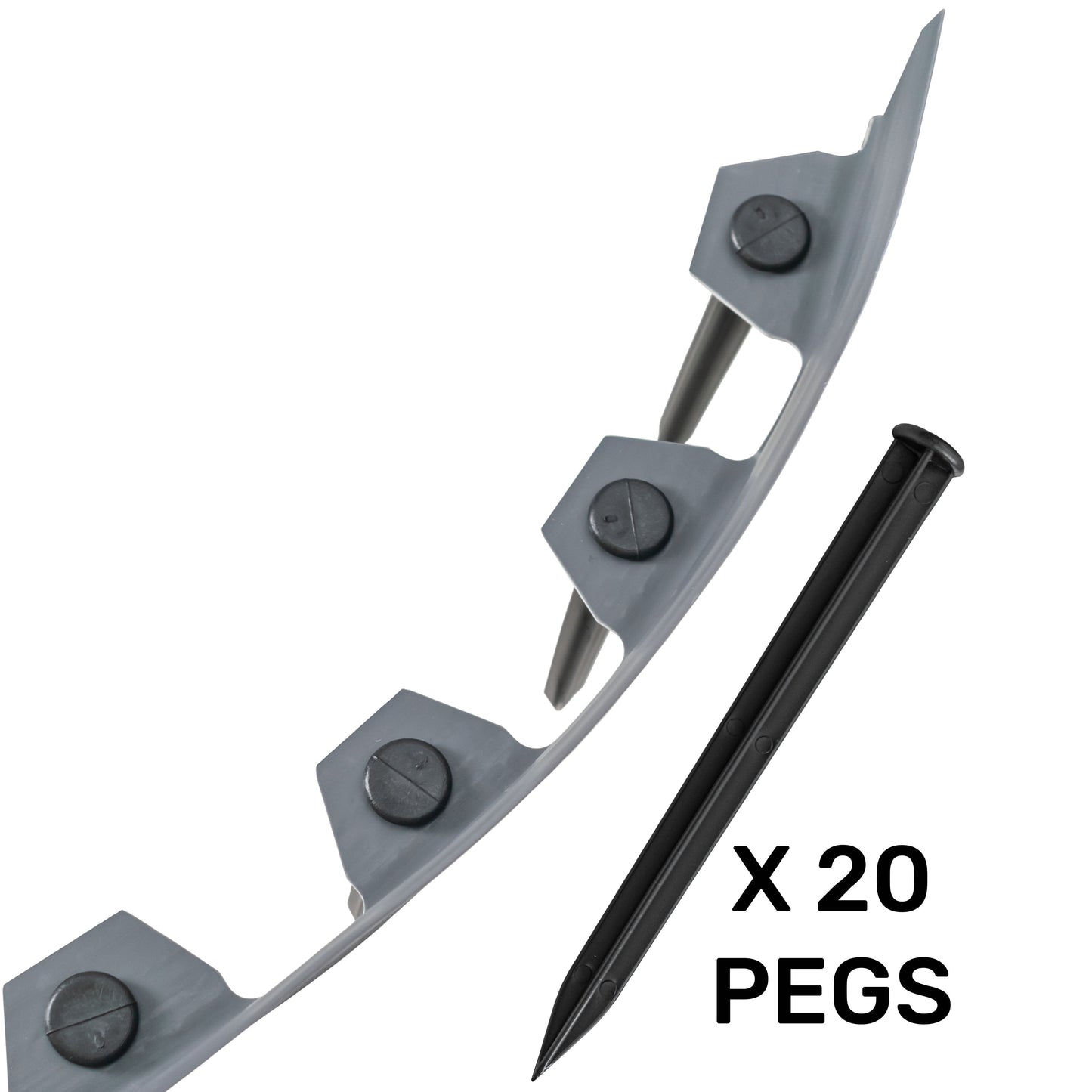 Lawn Border Set, 10 Metres Easy Border 60mm with Pegs (Grey)