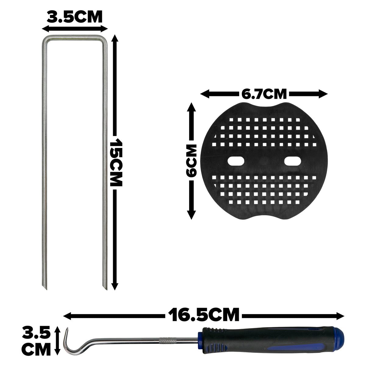 150mm Membrane Peg & Black Plate Sets with Blue Peg Puller