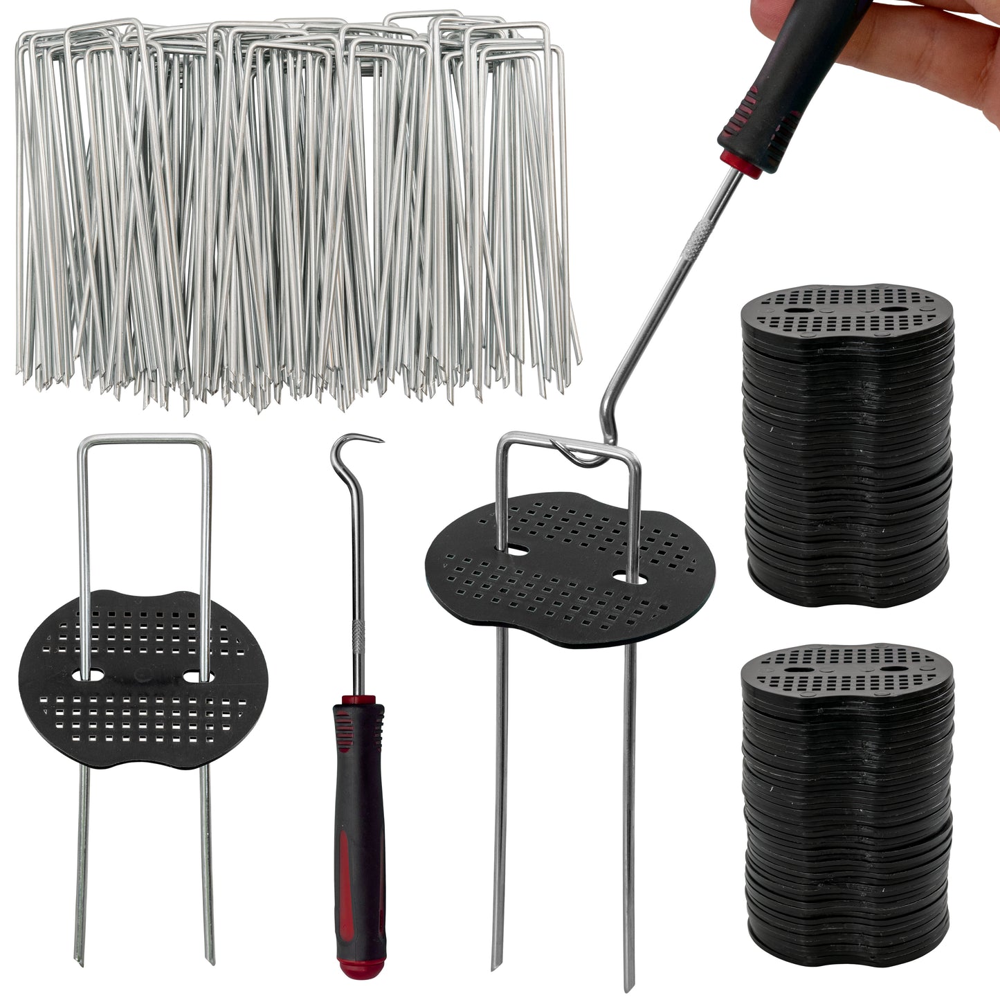 Metal Hold Down Pegs with Wooden Mallet Set