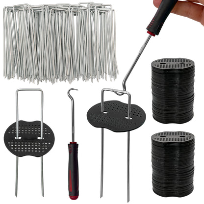 Metal Hold Down Pegs with Wooden Mallet Set