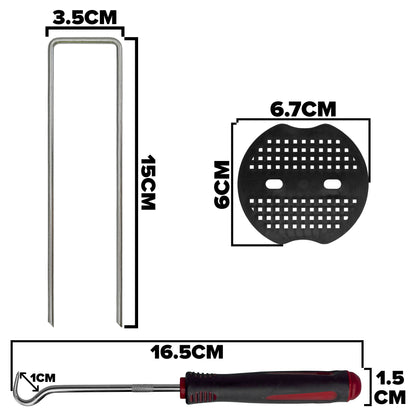 150mm Weed-Membrane Peg & Plate Kit – Mallet and Red Puller