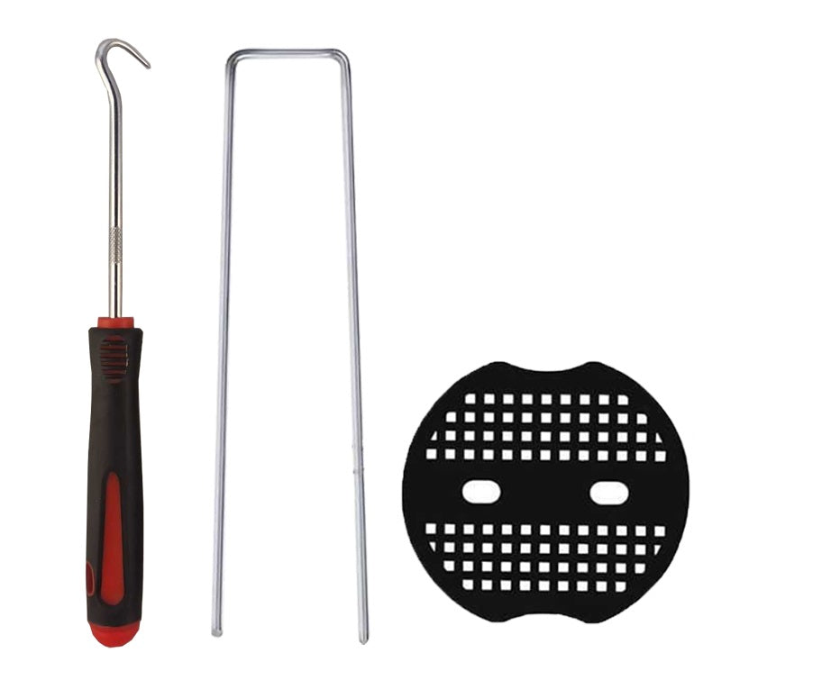 150mm Weed-Membrane Peg & Plate Kit – Mallet and Red Puller