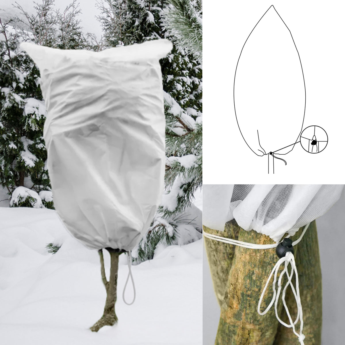 50g/m² Plant Fleece Hood with Drawstring – 1.25 × 2m