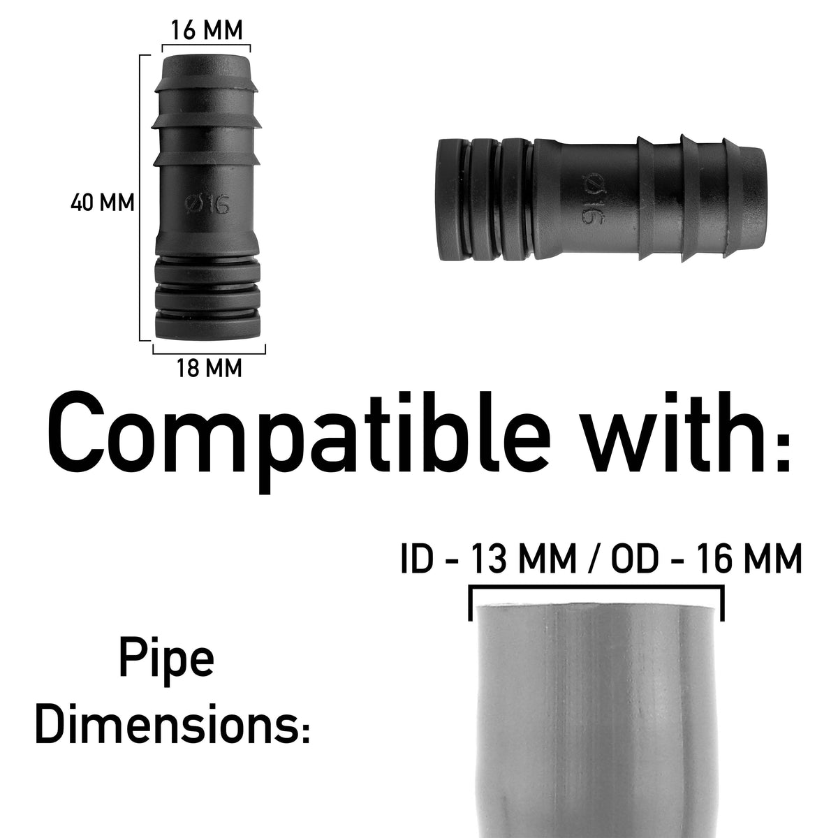End Plug for 16mm Irrigation Pipe – Barbed Stop End