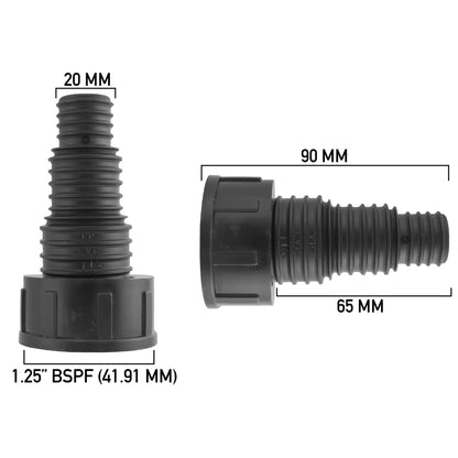 1¼″ BSP Female Pond Adapter – 20/25/32mm Stepped Hose Tail