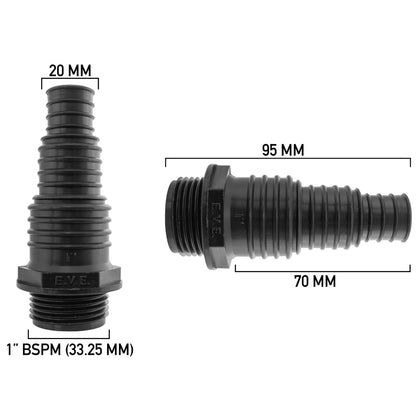 IBC S60X6 Cap with 20/25/32mm Stepped Hose Tail